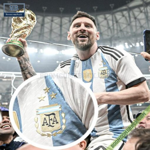Argentina 3 Stars Lionel Messi Home Jersey Shirt