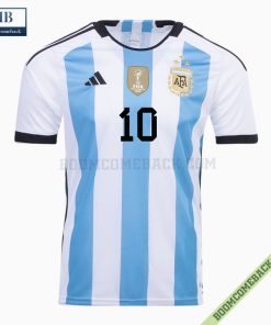 Argentina 3 Stars Lionel Messi Home Jersey Shirt