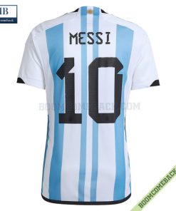 Argentina 3 Stars Lionel Messi Home Jersey 3