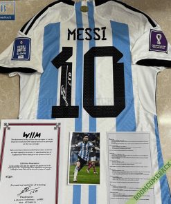 Lionel Messi Argentina Home Jersey 2022 With Signature