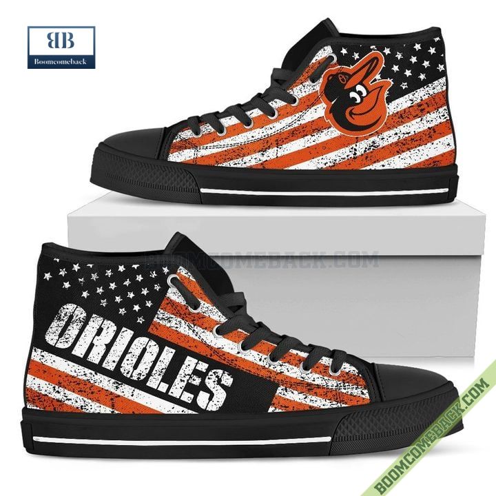Baltimore Orioles American Flag Vintage High Top Canvas Shoes