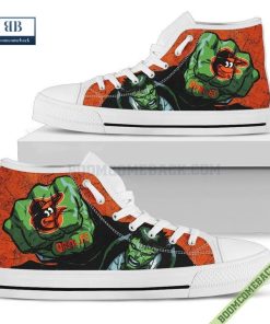 Baltimore Orioles Hulk Marvel High Top Canvas Shoes