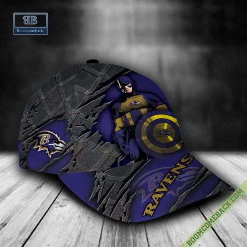 Baltimore Ravens Captain America Marvel Personalized Classic Cap Hat