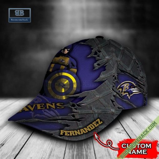 Baltimore Ravens Captain America Marvel Personalized Classic Cap Hat