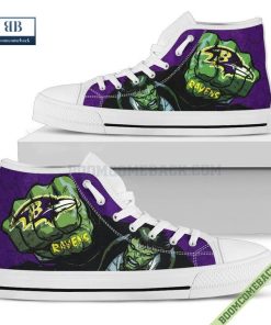 Baltimore Ravens Hulk Marvel High Top Canvas Shoes