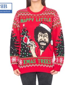 Bob Ross Happy Little Xmas Trees Ugly Christmas Sweater