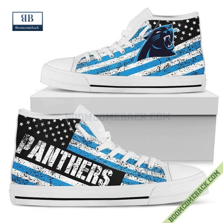 Carolina Panthers American Flag Vintage High Top Canvas Shoes