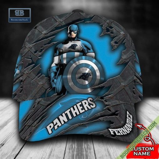 Carolina Panthers Captain America Marvel Personalized Classic Cap Hat