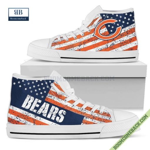 Chicago Bears American Flag Vintage High Top Canvas Shoes