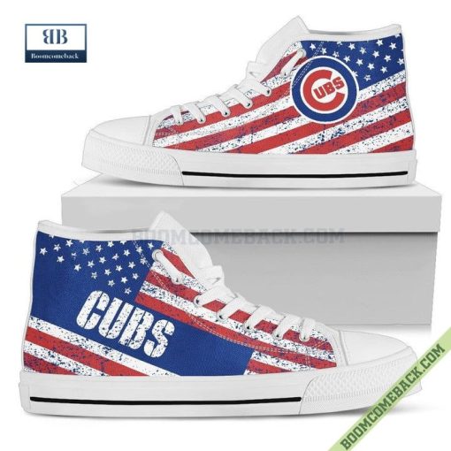 Chicago Cubs American Flag Vintage High Top Canvas Shoes