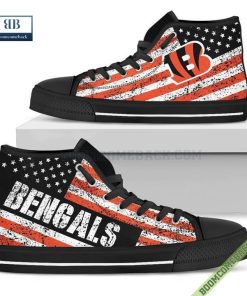 Cincinnati Bengals American Flag Vintage High Top Canvas Shoes