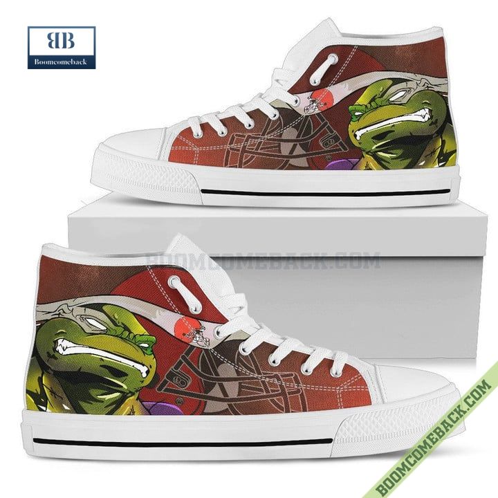 Cleveland Browns Teenage Mutant Ninja Turtles High Top Canvas Shoes