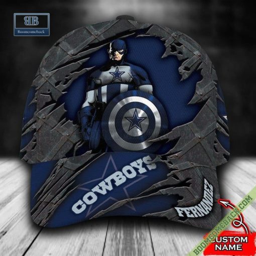 Dallas Cowboys Captain America Marvel Personalized Classic Cap Hat