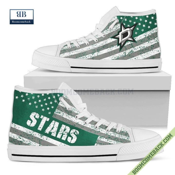 Dallas Stars American Flag Vintage High Top Canvas Shoes