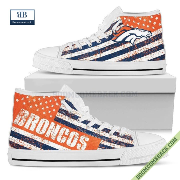Denver Broncos American Flag Vintage High Top Canvas Shoes