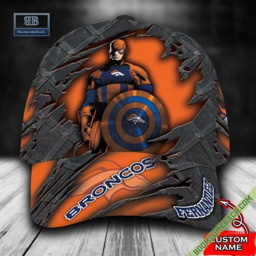 Denver Broncos Captain America Marvel Personalized Classic Cap Hat