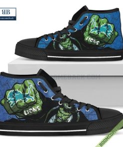 Detroit Lions Hulk Marvel High Top Canvas Shoes
