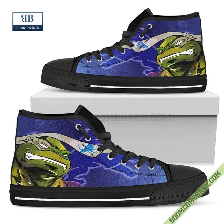 Detroit Lions Teenage Mutant Ninja Turtles High Top Canvas Shoes