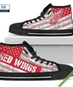 Detroit Red Wings American Flag Vintage High Top Canvas Shoes