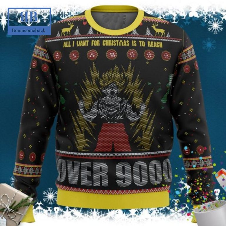 Dragon Ball Z Goku All I Want For Christmas Is To Reach Over 9000 Ugly Christmas Sweater