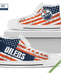Edmonton Oilers American Flag Vintage High Top Canvas Shoes