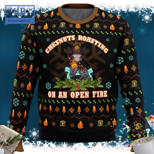 Fire Force Chesnuts Roasting On An Open Fire Ugly Christmas Sweater