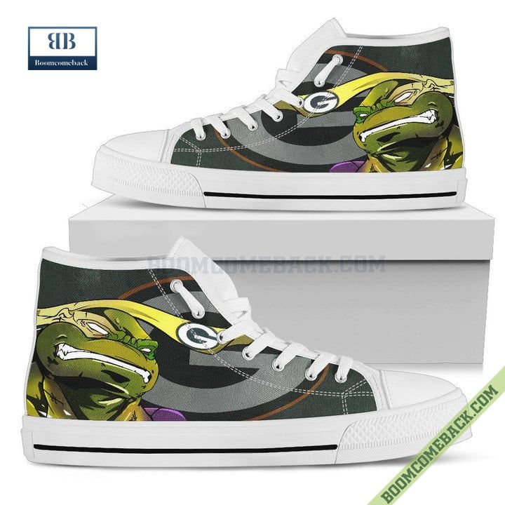 Green Bay Packers Teenage Mutant Ninja Turtles High Top Canvas Shoes