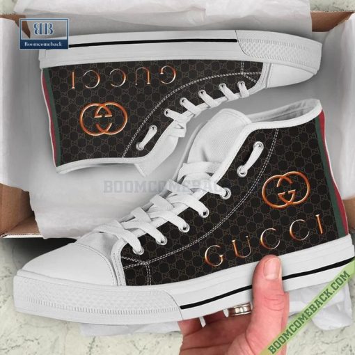 Gucci Black White High Top Canvas Shoes Sneakers