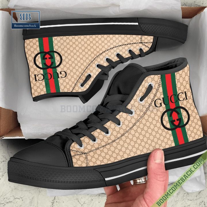 Gucci Cream High Top Canvas Shoes Sneakers