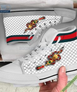Gucci King Snake High Top Canvas Shoes Sneakers White Version