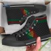 Gucci Red Brown Stripe High Top Canvas Shoes Sneakers