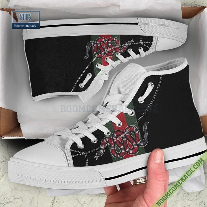 Gucci Snake High Top Canvas Shoes Sneakers