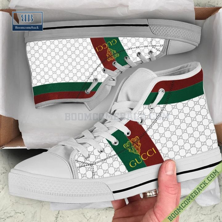 Gucci White High Top Canvas Shoes Sneakers