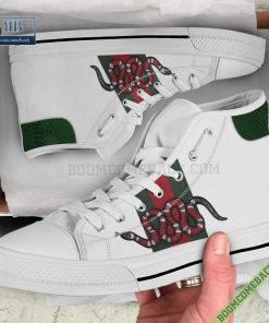 Gucci White Snake High Top Canvas Shoes