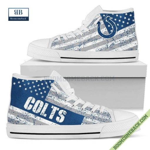 Indianapolis Colts American Flag Vintage High Top Canvas Shoes