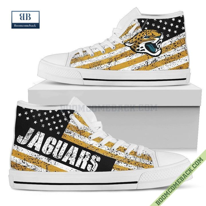 Jacksonville Jaguars American Flag Vintage High Top Canvas Shoes