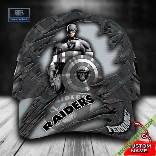 Las Vegas Raiders Captain America Marvel Personalized Classic Cap Hat