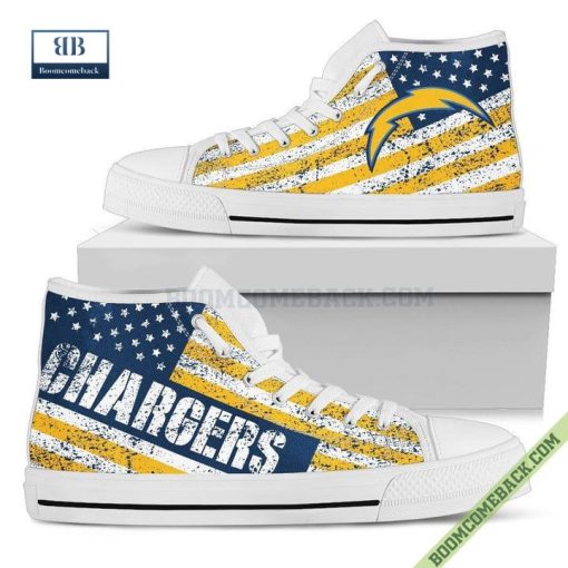 Los Angeles Chargers American Flag Vintage High Top Canvas Shoes
