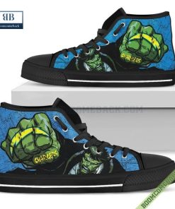 Los Angeles Chargers Hulk Marvel High Top Canvas Shoes