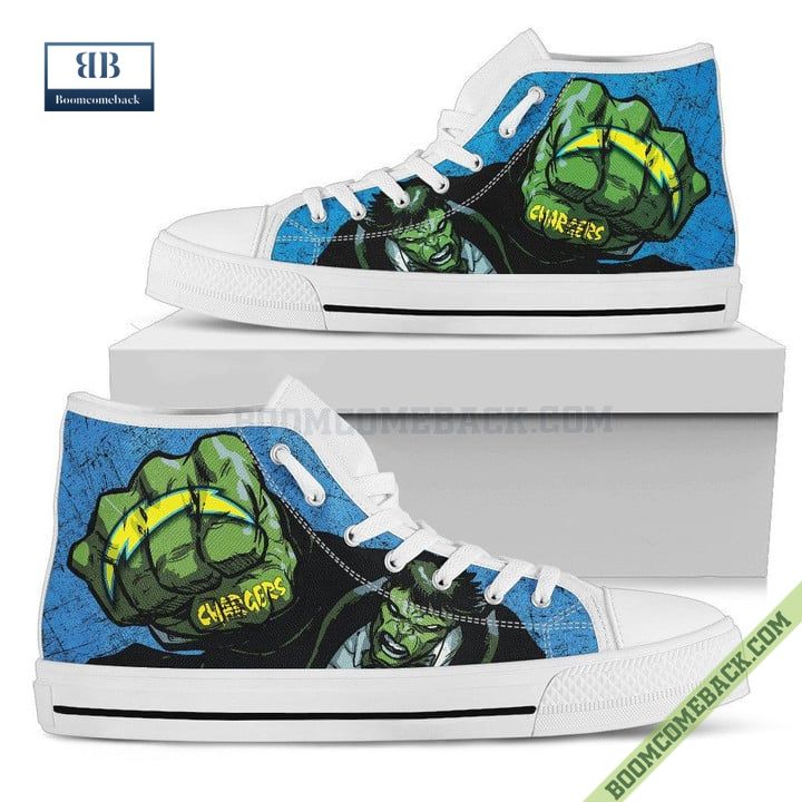 Los Angeles Chargers Hulk Marvel High Top Canvas Shoes