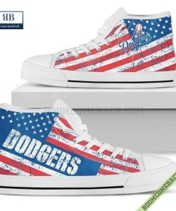 los angeles dodgers american flag vintage high top canvas shoes 3 rshLY