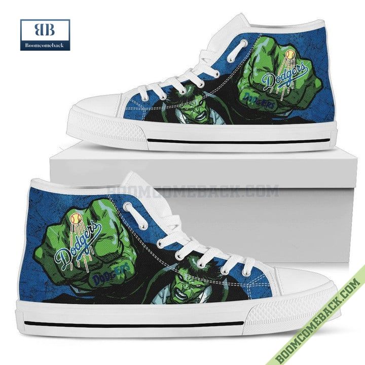 Los Angeles Dodgers Hulk Marvel High Top Canvas Shoes