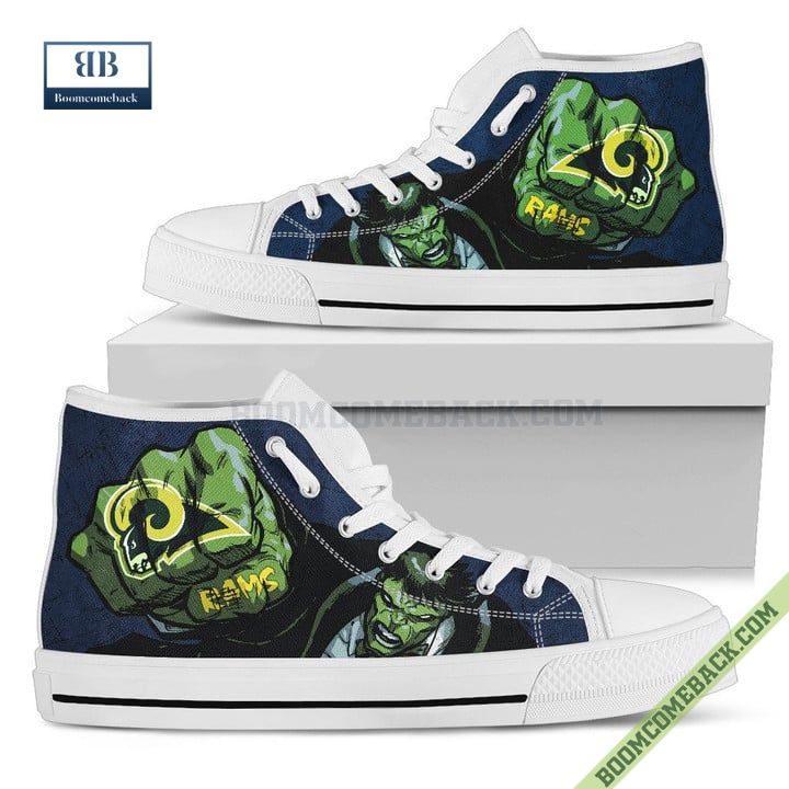 Los Angeles Rams Hulk Marvel High Top Canvas Shoes