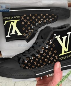 Louis Vuitton Black Brown High Top Canvas Shoes Sneaker