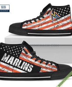 Miami Marlins American Flag Vintage High Top Canvas Shoes