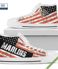 miami marlins american flag vintage high top canvas shoes 3 dE1DB