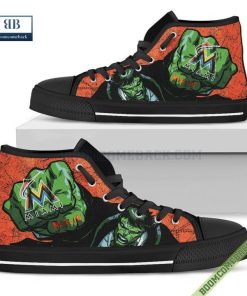 Miami Marlins Hulk Marvel High Top Canvas Shoes