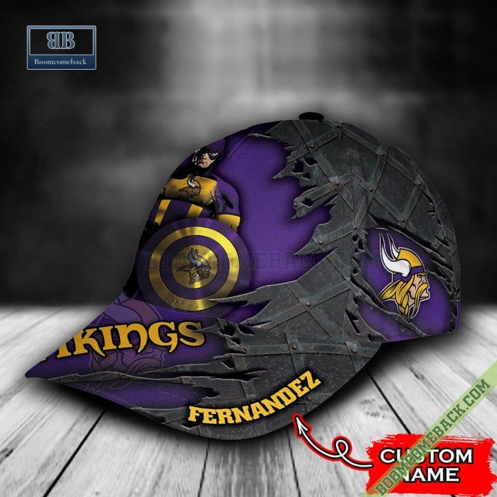 Minnesota Vikings Captain America Marvel Personalized Classic Cap Hat