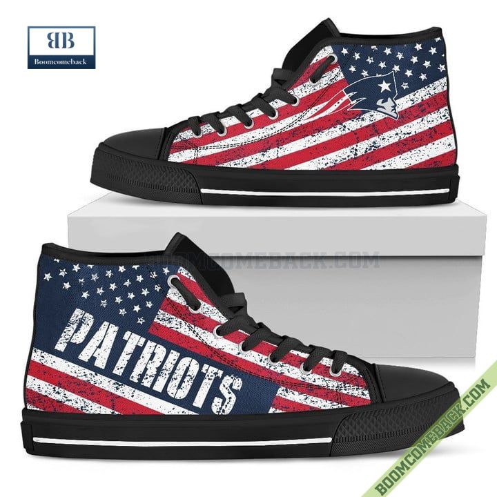 New England Patriots American Flag Vintage High Top Canvas Shoes