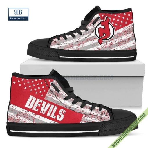 New Jersey Devils American Flag Vintage High Top Canvas Shoes